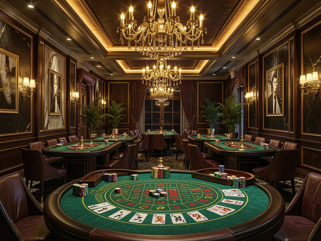 FX99 high-end casino lobby in Malaysia featuring golden lights, roulette tables with chips and cards, elegant premium design, and a dark cinematic background in an ultra detailed 3D render